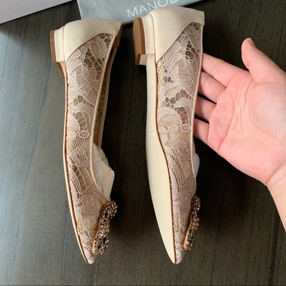 MANOLO BLAHNIK HANGISI LACE BALLERINA FLATS - Picture 6 of 9